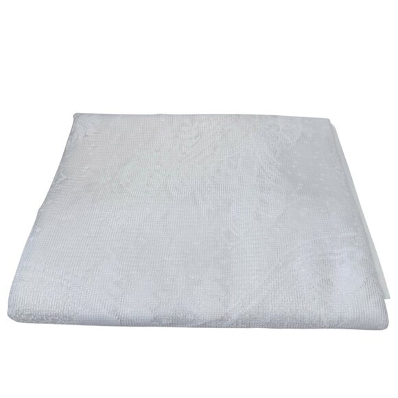 Holiday Quaker Lace Round Tablecloth 70" Round White Snowmen New Vintage - Picture 8 of 11